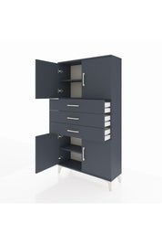 Arges Dolap 3 Raflı 3 Çekmeceli 4 Kapaklı 88x30x163 Antrasit-Antrasit