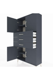 Arges Dolap 3 Raflı 3 Çekmeceli 4 Kapaklı 88x30x163 Antrasit-Antrasit