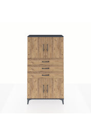 Arges Dolap 3 Raflı 3 Çekmeceli 4 Kapaklı 88x30x163 Antrasit-Çam