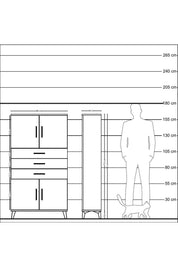 Arges Dolap 3 Raflı 3 Çekmeceli 4 Kapaklı 88x30x163 Antrasit-Çam