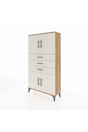 Arges Dolap 3 Raflı 3 Çekmeceli 4 Kapaklı 88x30x163 Çam-Aytaşı