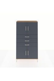Arges Dolap 3 Raflı 3 Çekmeceli 4 Kapaklı 88x30x163 Çam-Antrasit