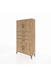 Arges Dolap 3 Raflı 3 Çekmeceli 4 Kapaklı 88x30x163 Çam-Çam