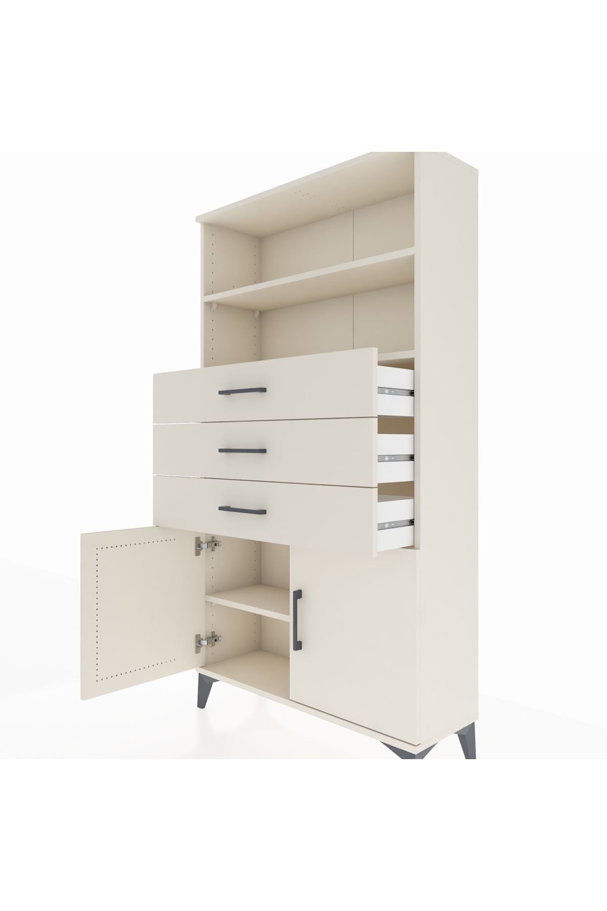 Arges Dolap 3 Raflı 3 Çekmeceli 2 Kapaklı 88x30x163 Aytaşı-Aytaşı