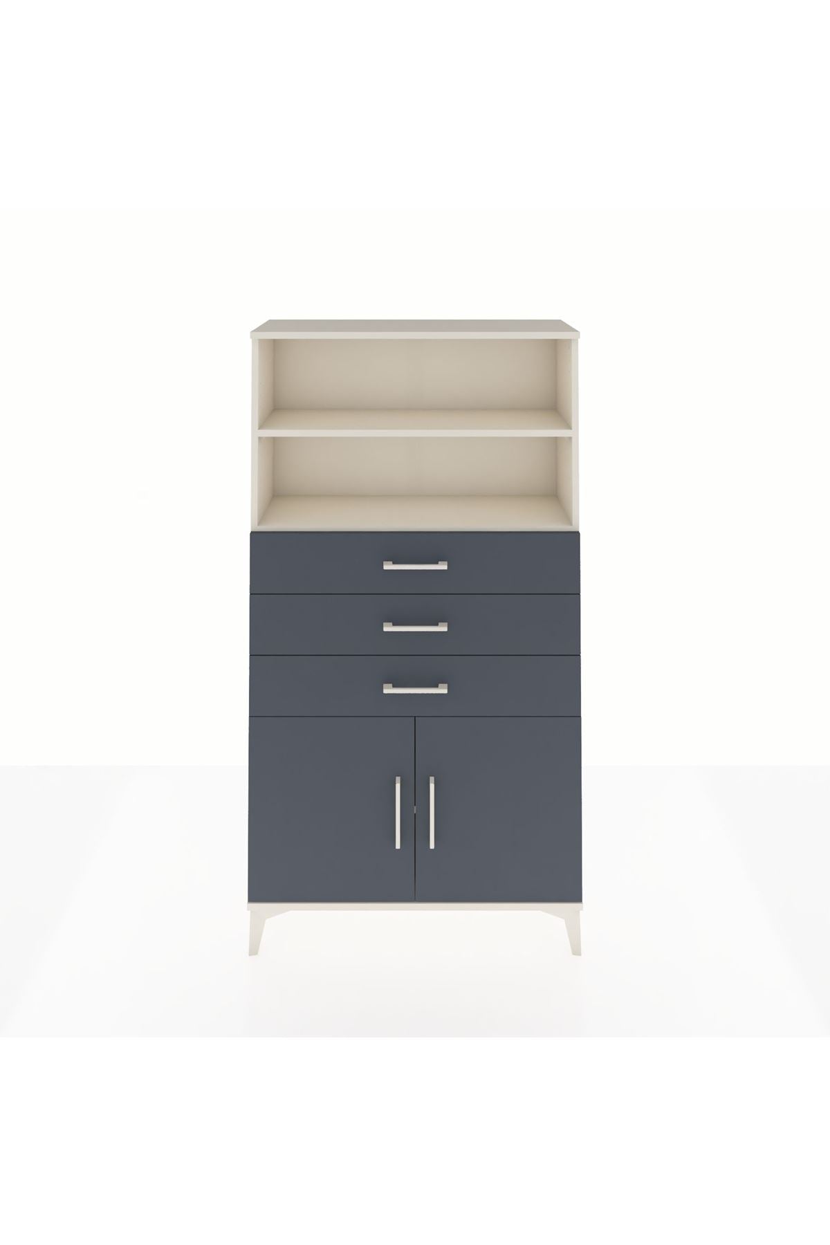 Arges Dolap 3 Raflı 3 Çekmeceli 2 Kapaklı 88x30x163 Aytaşı-Antrasit