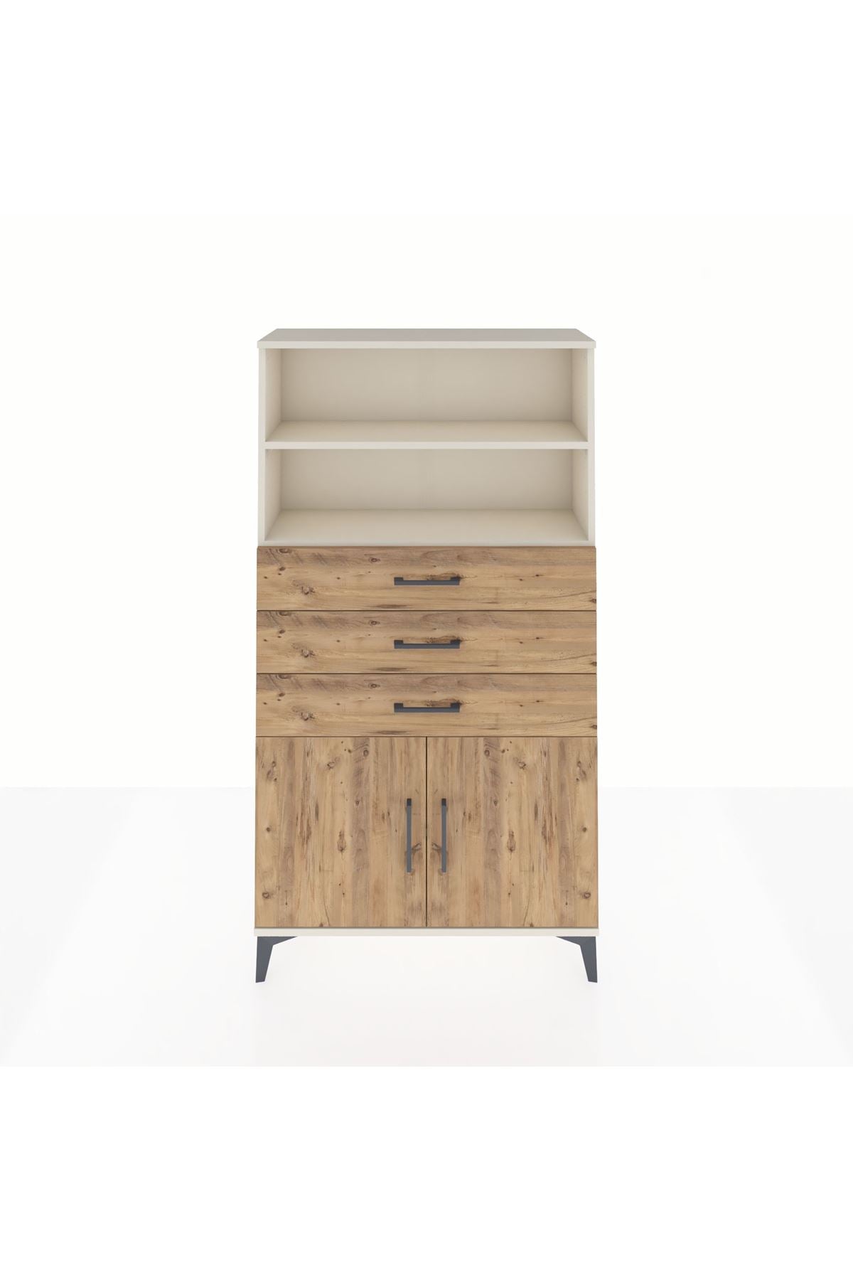 Arges Dolap 3 Raflı 3 Çekmeceli 2 Kapaklı 88x30x163 Aytaşı-Çam