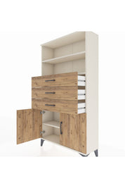 Arges Dolap 3 Raflı 3 Çekmeceli 2 Kapaklı 88x30x163 Aytaşı-Çam