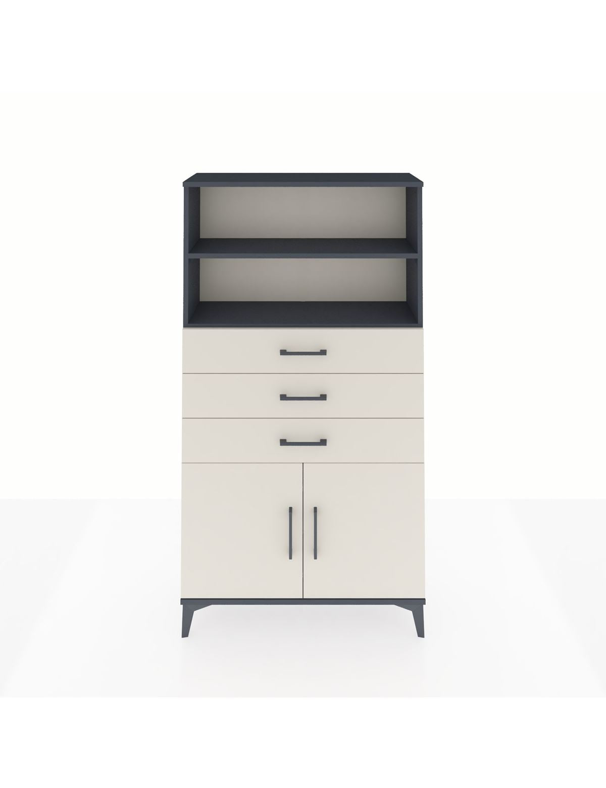 Arges Dolap 3 Raflı 3 Çekmeceli 2 Kapaklı 88x30x163 Antrasit-Aytaşı