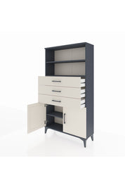 Arges Dolap 3 Raflı 3 Çekmeceli 2 Kapaklı 88x30x163 Antrasit-Aytaşı