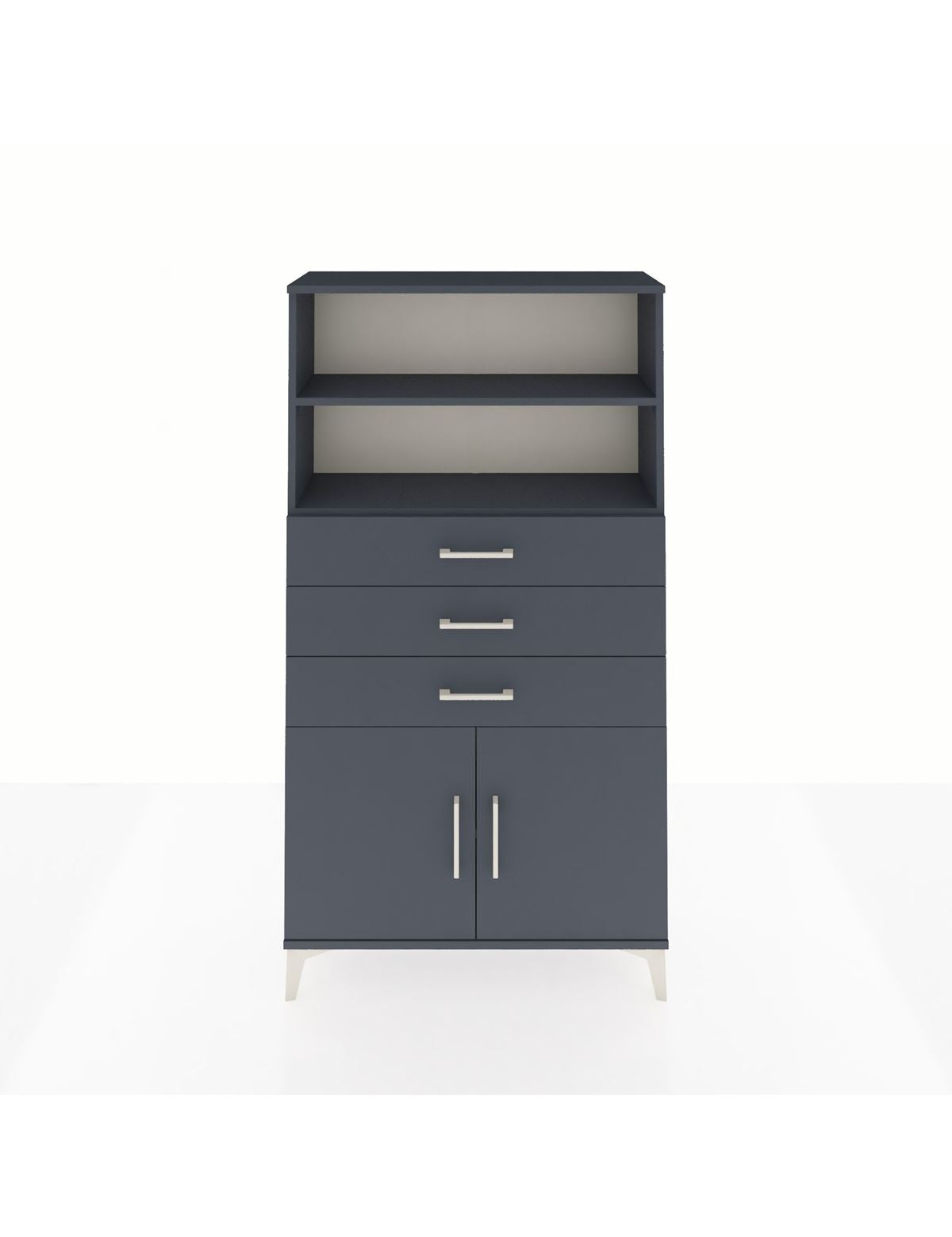 Arges Dolap 3 Raflı 3 Çekmeceli 2 Kapaklı 88x30x163 Antrasit-Antrasit