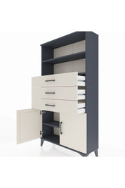 Arges Dolap 3 Raflı 3 Çekmeceli 2 Kapaklı 88x30x163 Antrasit-Aytaşı