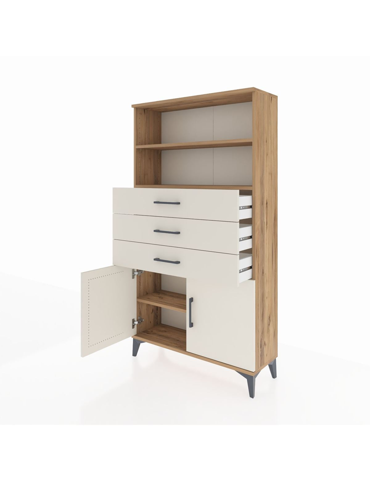 Arges Dolap 3 Raflı 3 Çekmeceli 2 Kapaklı 88x30x163 - S21M096V7A