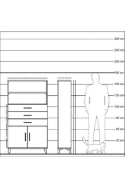 Arges Dolap 3 Raflı 3 Çekmeceli 2 Kapaklı 88x30x163 Çam-Antrasit