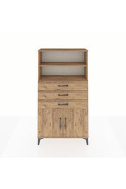 Arges Dolap 3 Raflı 3 Çekmeceli 2 Kapaklı 88x30x163 Çam-Çam