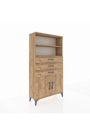 Arges Dolap 3 Raflı 3 Çekmeceli 2 Kapaklı 88x30x163 Çam-Çam