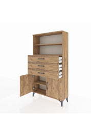 Arges Dolap 3 Raflı 3 Çekmeceli 2 Kapaklı 88x30x163 Çam-Çam