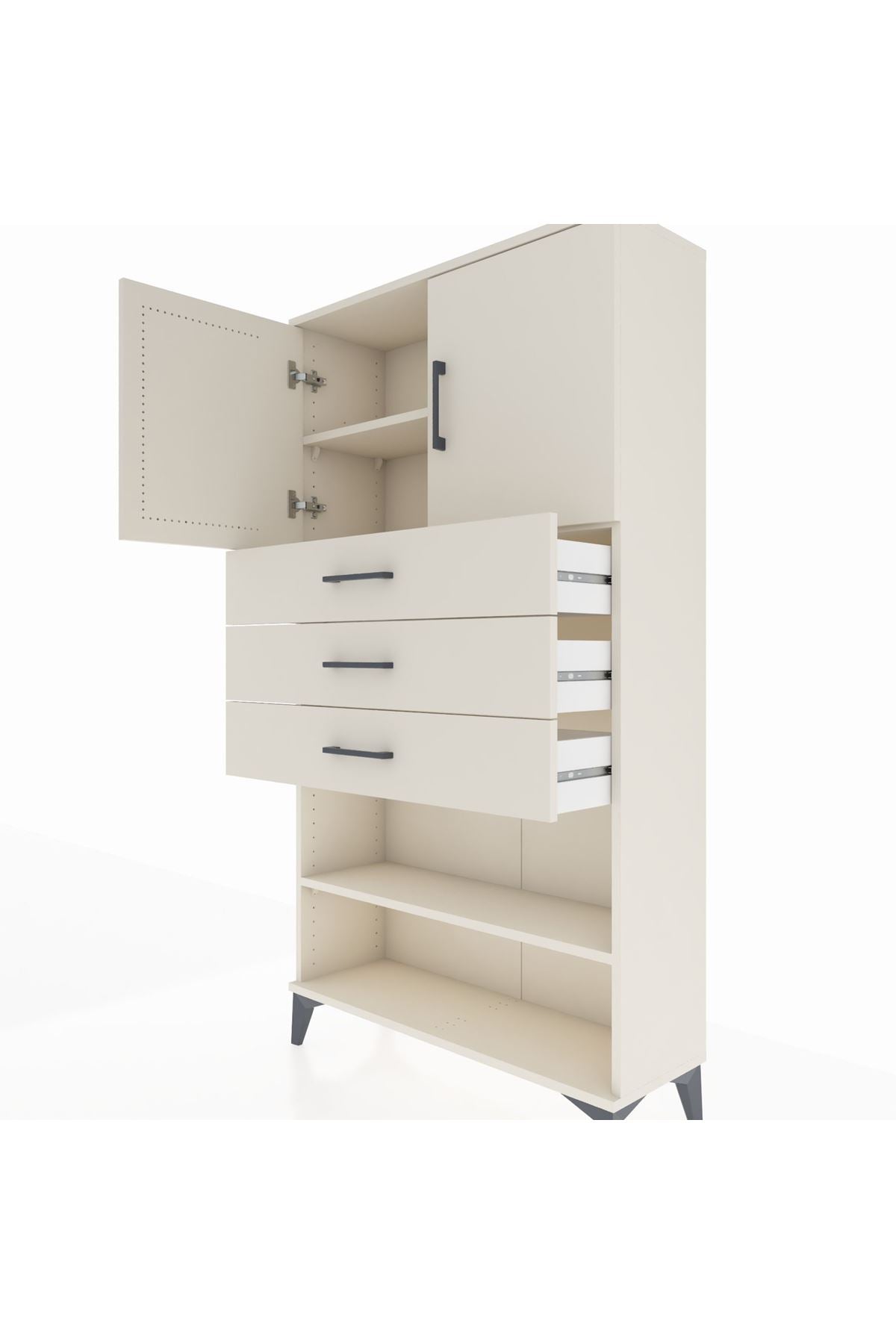 Arges Dolap 3 Raflı 3 Çekmeceli 2 Kapaklı 88x30x163 Aytaşı-Aytaşı