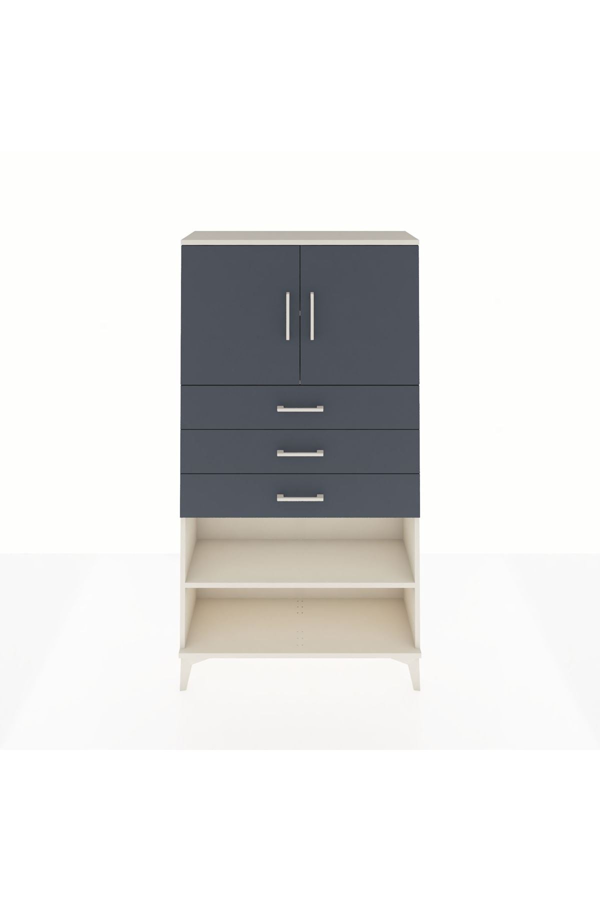 Arges Dolap 3 Raflı 3 Çekmeceli 2 Kapaklı 88x30x163 Aytaşı-Antrasit