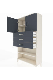 Arges Dolap 3 Raflı 3 Çekmeceli 2 Kapaklı 88x30x163 Aytaşı-Antrasit