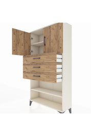 Arges Dolap 3 Raflı 3 Çekmeceli 2 Kapaklı 88x30x163 Aytaşı-Çam