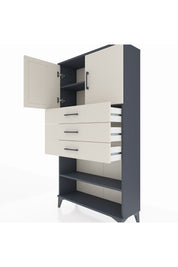Arges Dolap 3 Raflı 3 Çekmeceli 2 Kapaklı 88x30x163 Antrasit-Aytaşı