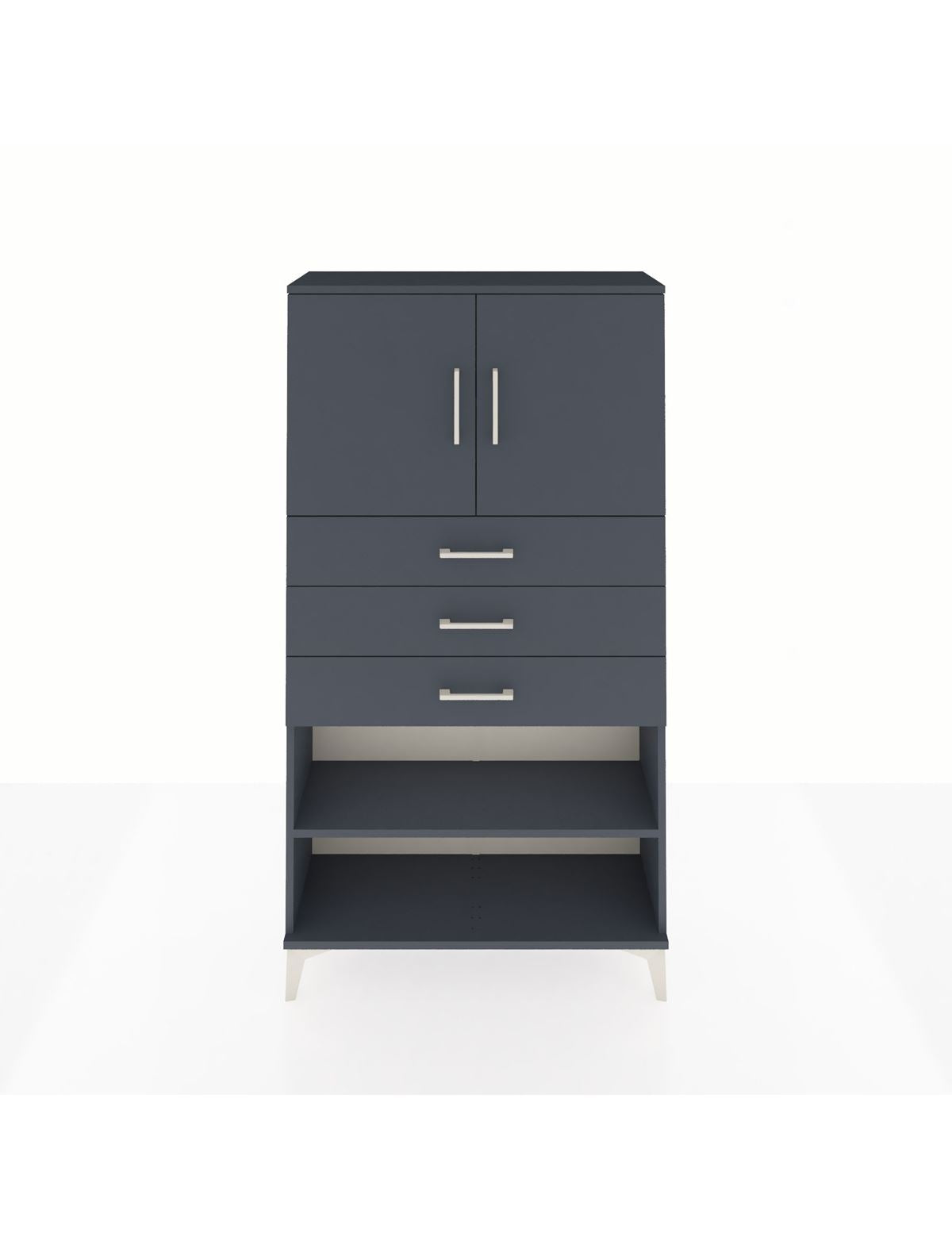 Arges Dolap 3 Raflı 3 Çekmeceli 2 Kapaklı 88x30x163 Antrasit-Antrasit