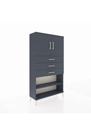 Arges Dolap 3 Raflı 3 Çekmeceli 2 Kapaklı 88x30x163 Antrasit-Antrasit