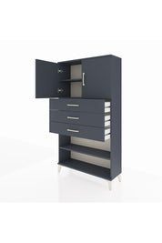 Arges Dolap 3 Raflı 3 Çekmeceli 2 Kapaklı 88x30x163 Antrasit-Antrasit