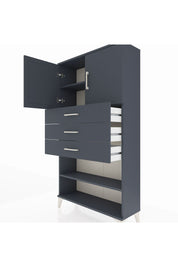 Arges Dolap 3 Raflı 3 Çekmeceli 2 Kapaklı 88x30x163 Antrasit-Antrasit