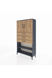 Arges Dolap 3 Raflı 3 Çekmeceli 2 Kapaklı 88x30x163 Antrasit-Çam
