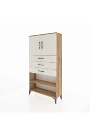 Arges Dolap 3 Raflı 3 Çekmeceli 2 Kapaklı 88x30x163 Çam-Aytaşı