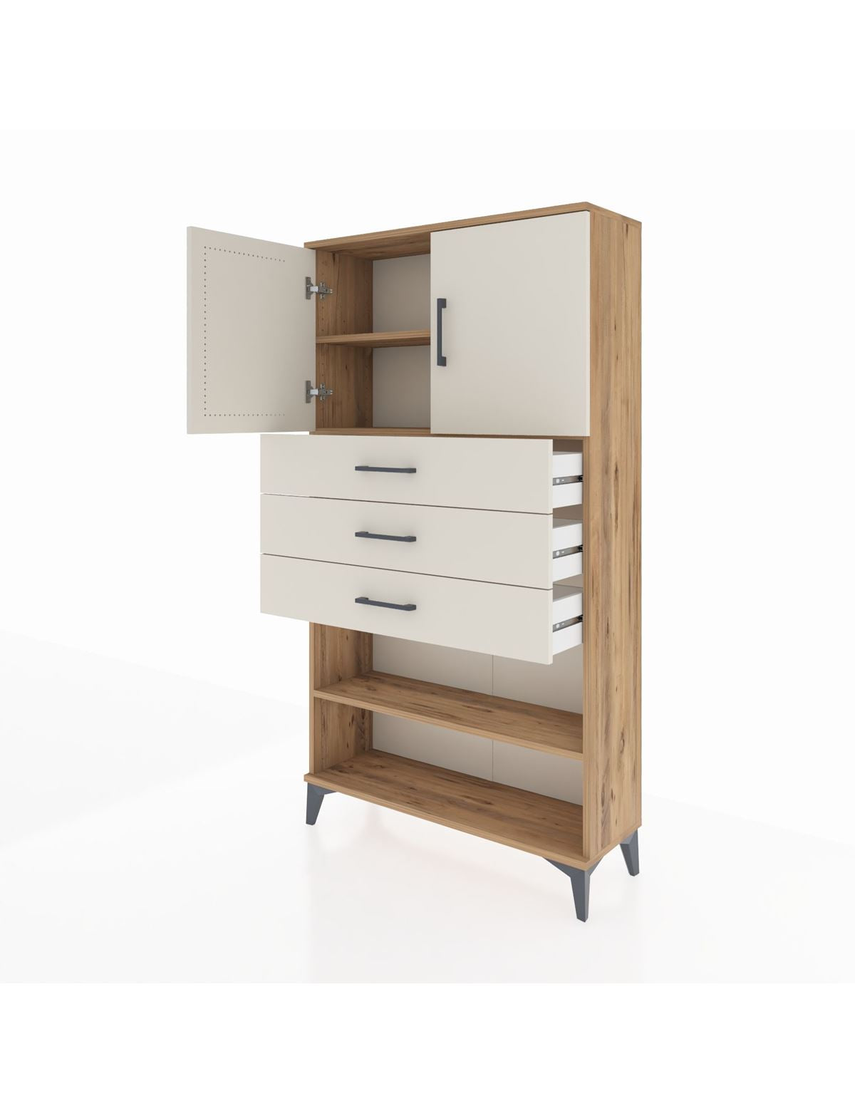 Arges Dolap 3 Raflı 3 Çekmeceli 2 Kapaklı 88x30x163 - S21M097V7A