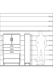 Arges Dolap 3 Raflı 3 Çekmeceli 2 Kapaklı 88x30x163 Çam-Aytaşı