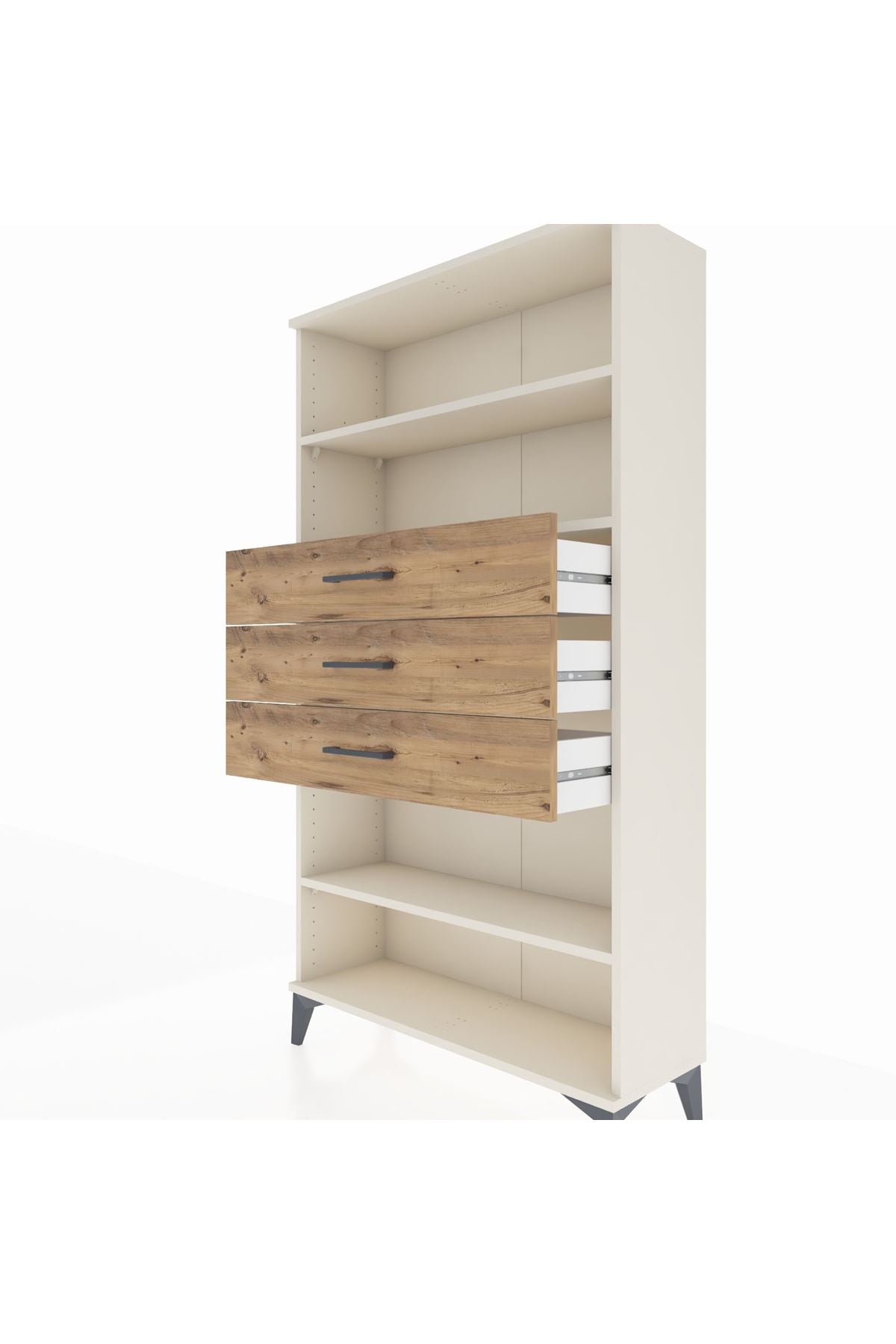 Arges Dolap 3 Raflı 3 Çekmeceli 88x30x163 Aytaşı-Çam