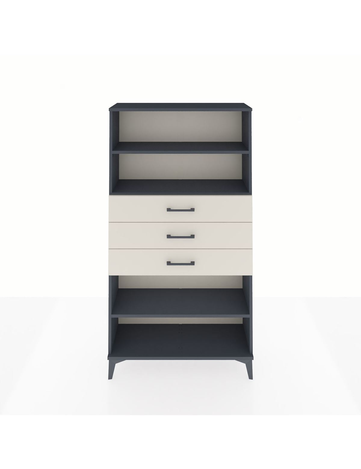 Arges Dolap 3 Raflı 3 Çekmeceli 88x30x163 Antrasit-Aytaşı