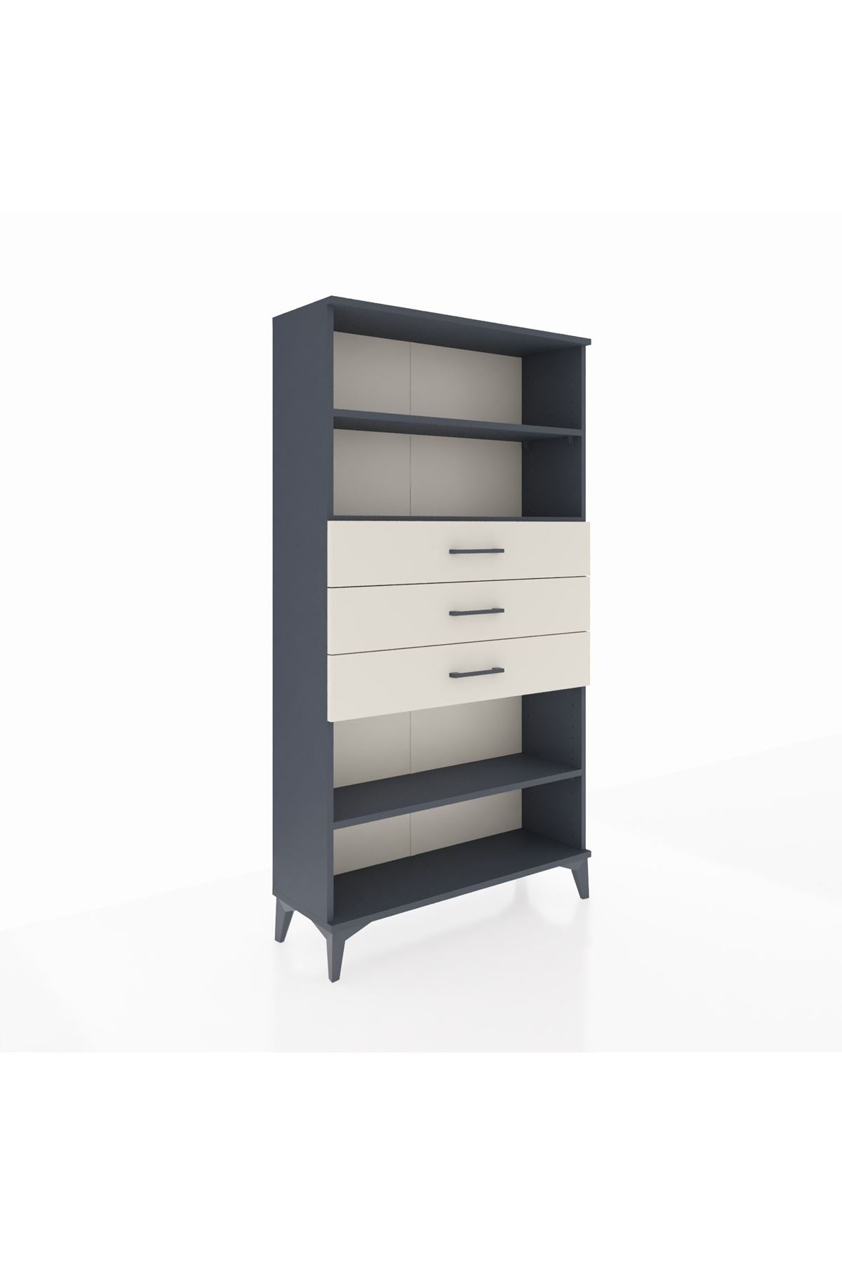 Arges Dolap 3 Raflı 3 Çekmeceli 88x30x163 Antrasit-Aytaşı