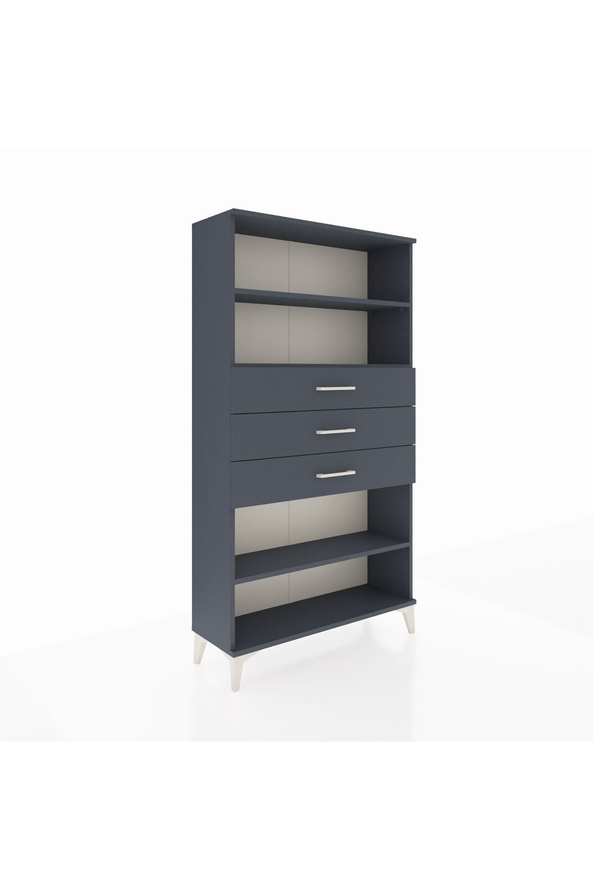 Arges Dolap 3 Raflı 3 Çekmeceli 88x30x163 Antrasit-Antrasit