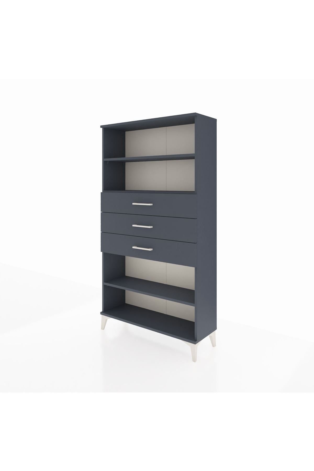 Arges Dolap 3 Raflı 3 Çekmeceli 88x30x163 Antrasit-Antrasit