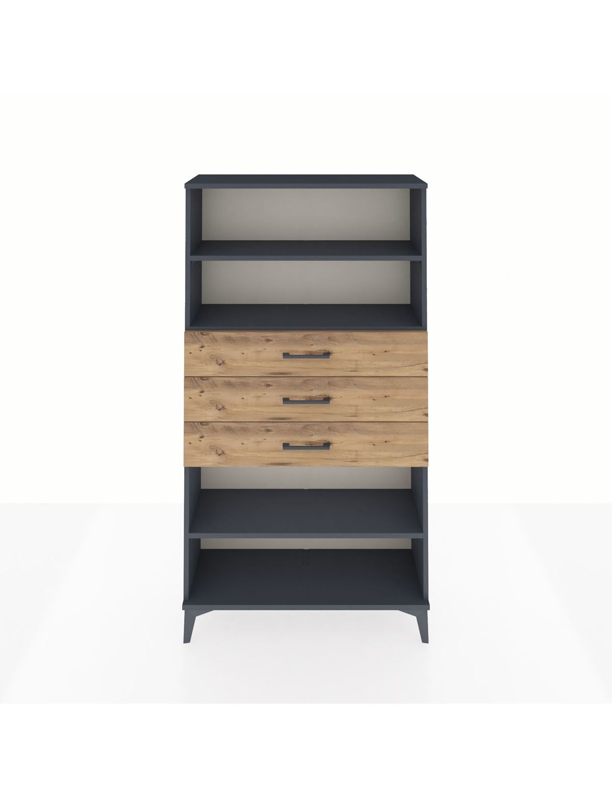 Arges Dolap 3 Raflı 3 Çekmeceli 88x30x163 Antrasit-Çam