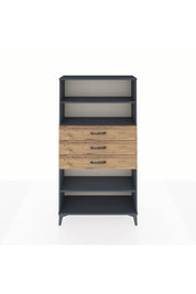Arges Dolap 3 Raflı 3 Çekmeceli 88x30x163 Antrasit-Çam