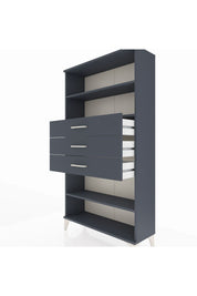 Arges Dolap 3 Raflı 3 Çekmeceli 88x30x163 Antrasit-Antrasit