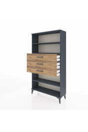 Arges Dolap 3 Raflı 3 Çekmeceli 88x30x163 Antrasit-Çam