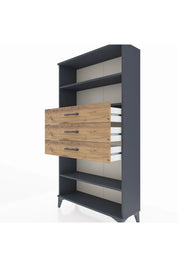 Arges Dolap 3 Raflı 3 Çekmeceli 88x30x163 Antrasit-Çam