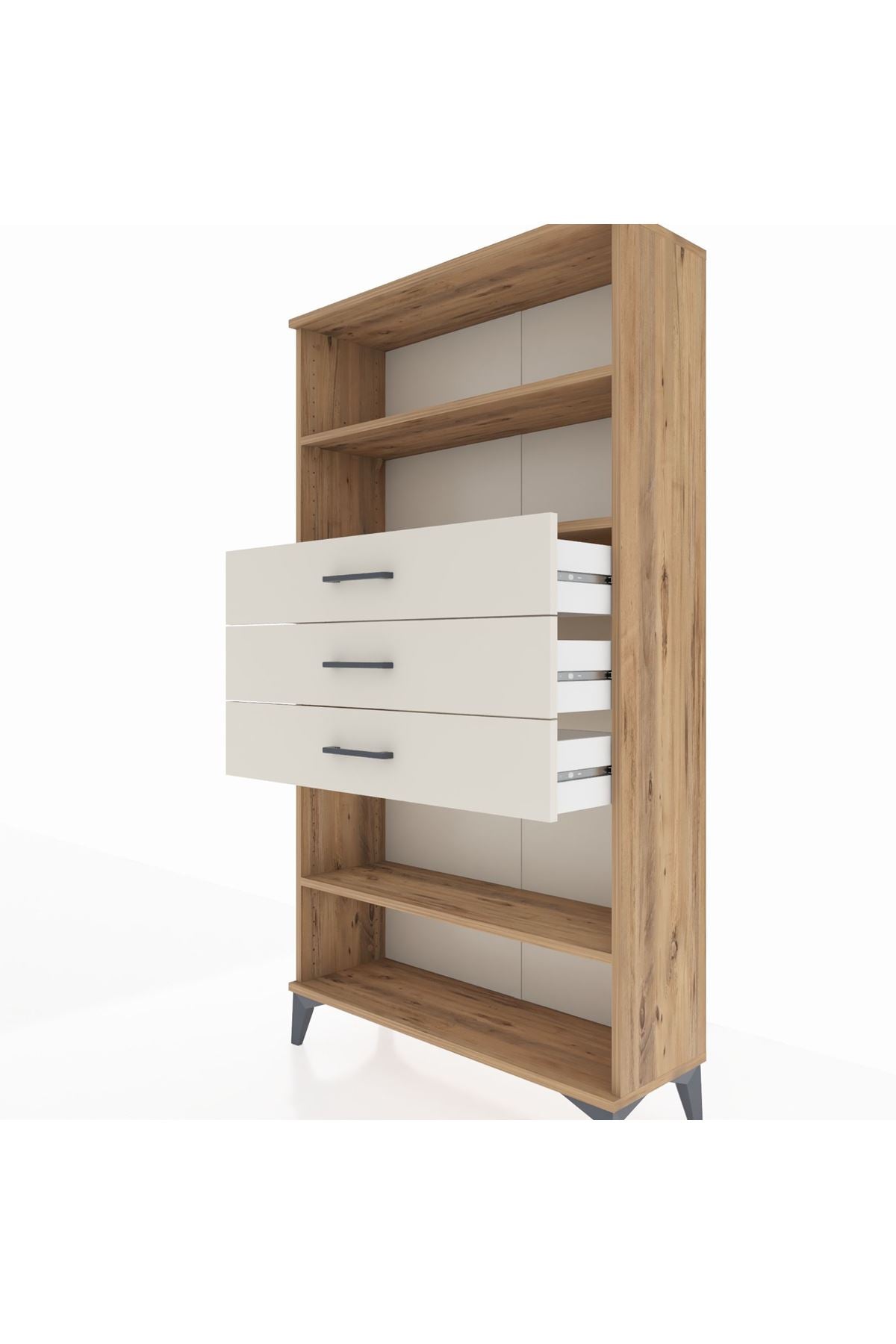 Arges Dolap 3 Raflı 3 Çekmeceli 88x30x163 Çam-Aytaşı