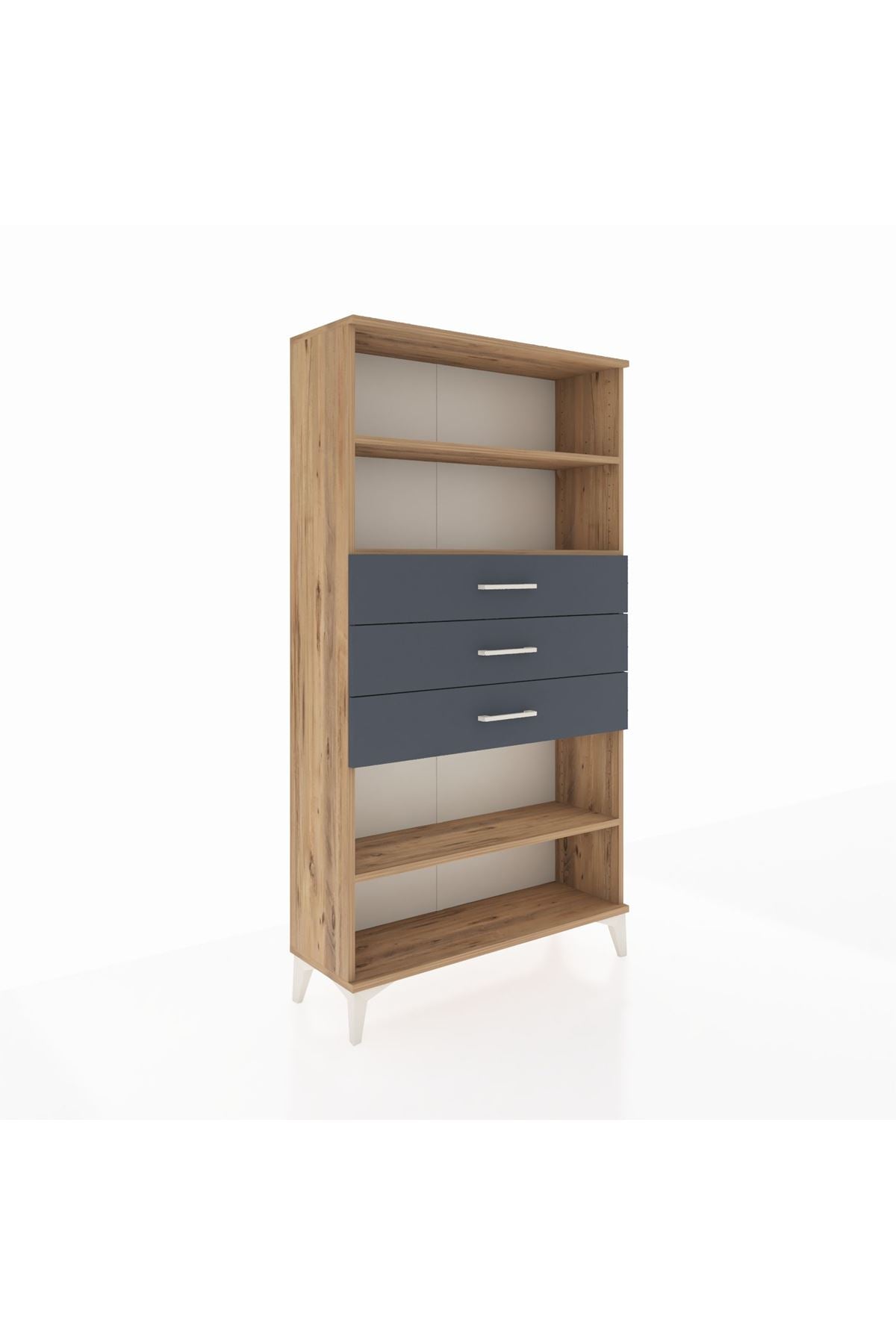 Arges Dolap 3 Raflı 3 Çekmeceli 88x30x163 Çam-Antrasit