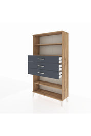 Arges Dolap 3 Raflı 3 Çekmeceli 88x30x163 Çam-Antrasit