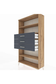 Arges Dolap 3 Raflı 3 Çekmeceli 88x30x163 Çam-Antrasit