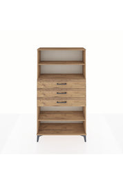 Arges Dolap 3 Raflı 3 Çekmeceli 88x30x163 Çam-Çam