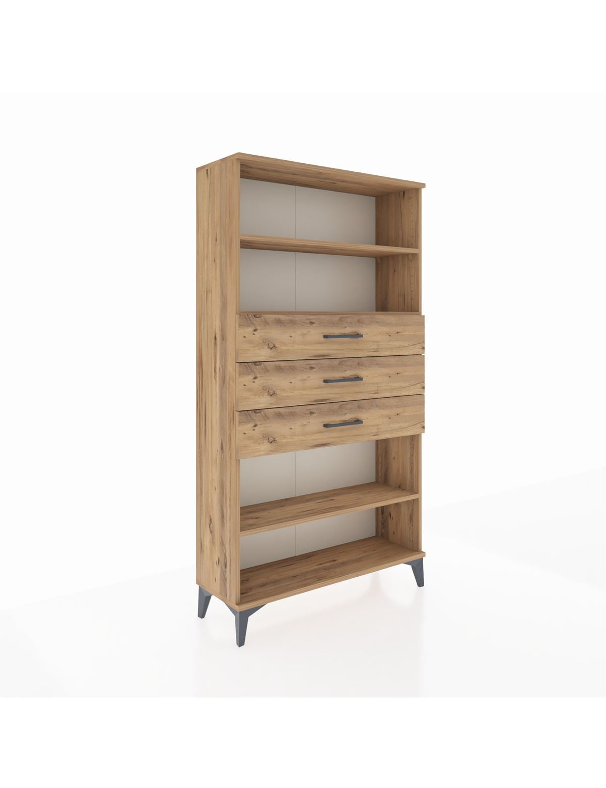 Arges Dolap 3 Raflı 3 Çekmeceli 88x30x163 Çam-Çam