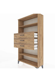 Arges Dolap 3 Raflı 3 Çekmeceli 88x30x163 Çam-Çam